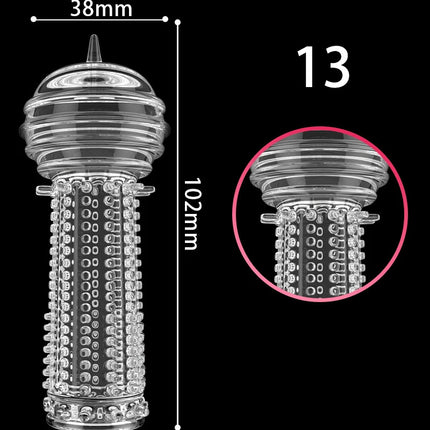 5Pcs/Set Reusable Condom Penis Sleeve Male Enlargement Time Delay Spike Clit Massager Cover Crystal Clear Condoms Adult Sex Toy