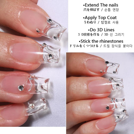 MSHARE 3D Top Coat Gel 50ml 5 IN 1 Rhinestones No Wipe Water Drop UV/LED Soak Off Gel for Nail Art & Extensions