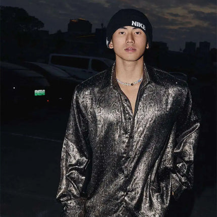 FEWQ Fashion Men's Shirts Turn-down Collar Long Sleeved Pattern Design Casual Single Breasted Loose Male Tops Spring 24K2996