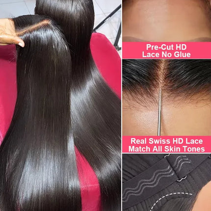 30 40 Inch 13x4 13x6 HD Transparent Bone Straight Lace Front Wigs 4x4 5x5 Glueless Wigs Human Hair For Black Women Brazilian