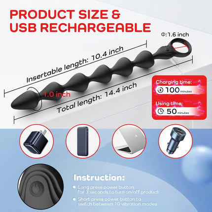 Anal Vibrator Prostate Massager Anal Beads Balls Butt plug Soft Silicone Good for Men Adults Sex Toys for Man Woman