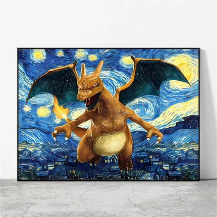 Anime Character Pictures Pokemon Images Classic Charizard Poster Modern Living Room Decoration Paintings Wall Decoration Hanging
