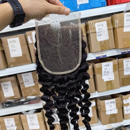 Megeen Burmese Curly 5x5 Transparent Lace Closure with Spriral Ends Free Part 12-20 Inch Hair Extensions for Black Women 15A