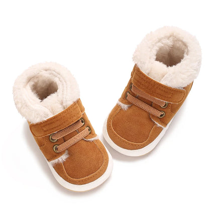 HAIZHIW 0-18M NEW Winter Baby Boys Girls High Tops Sneakers Rubber Anti-Slip Sole Fleece for Warmth Infant Newborn Shoes