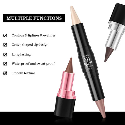 5D Perfect Makeup Set With Contouring Stick Eyeliner And Lipstick Easy Coloring Sweat-proof Long Lasting Daily Makeup Set
