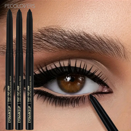 1 Set 3 Pcs Natural Black Gel Eyeliner Pencils, Long-lasting Waterproof Smooth Easy To Slide, Eye Liner, for All Eye Shapes