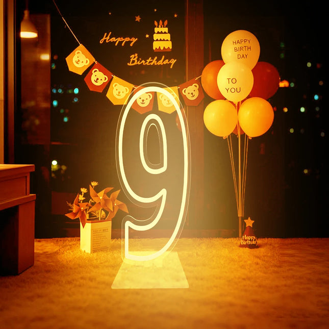 Large Size Warm White LED Neon Numbers Sign 76cm/100cm Stand up & Wall Mounted for Birthday Wedding Celebration Party Decor