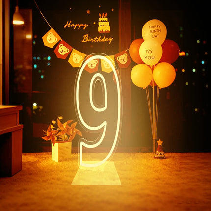 Large Size Warm White LED Neon Numbers Sign 76cm/100cm Stand up & Wall Mounted for Birthday Wedding Celebration Party Decor