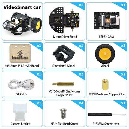 Keyestudio ESP32-CAM Vision Smart Robot Car Arduino-Compatible Legoeds Blocks AI Camera Robot Support STEM Coding Gift for Kids