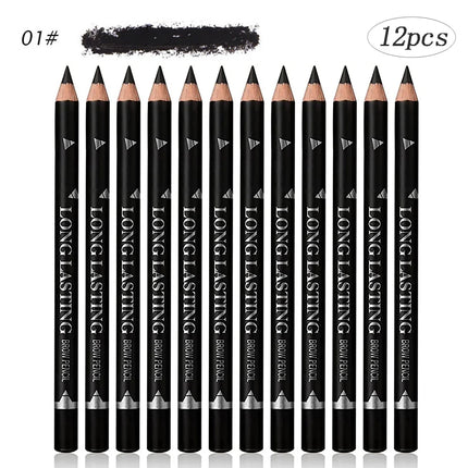 6/12PCs eye brow pencil waterproof professional women eye makeup pen easy color natural black Brown cosmetic beauty eyebrow tool