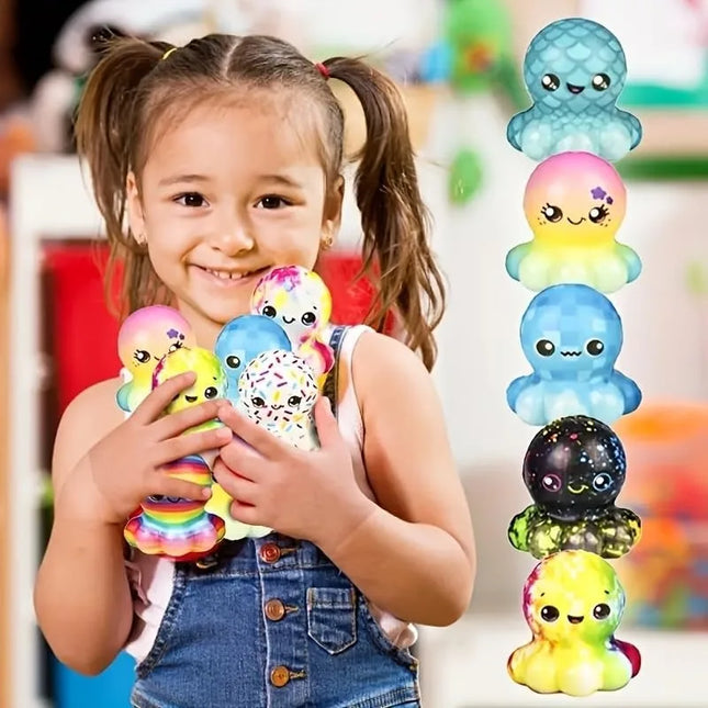 6/12PCS Octopus Slow Squishy Toys Soft Stress Relief Fidget Toys for Kids Party Favors Classroom Rewards Easter Basket Stuffers