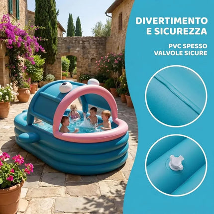 Jumbo Whale-Shaped Inflatable Pool, Family-Sized Water Fun, Perfect for Outdoor Summer Gatherings, Ideal for Kids and