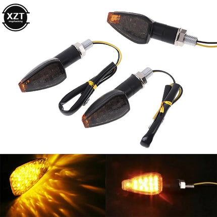 2 Pcs Universal 14 LED Lights 12V Motorcycle Flashing Turn Signal Rear Indicator Tail Light Yellow Light for Honda BMW Yamaha