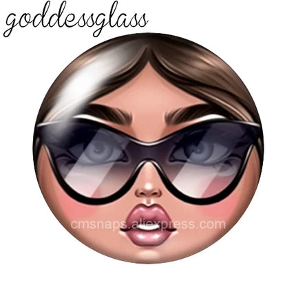 Matryoshka Doll Face Girl Sunglasses 12mm/18mm/20mm/25mm Round photo glass cabochon flat back Making findings Jewelry