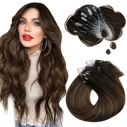 Moresoo Micro Link Hair Extensions Human Hair Micro Loop Hair Cold Fusion 50G Invisible Brazilian PreBonded Remy Micro Ring Hair