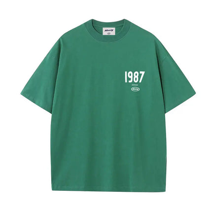 summer new Hot figure Simplicity Numbers 1987 print cotton men's and women's T-shirts Fashion casual shopping shirt short sleeve