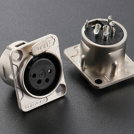 HF XLR Gold plated 4 Pin Male Female Panel  Audio Microphone Jack  Socket Connector D-type Mount Amplifier Receptacle YS1464BG