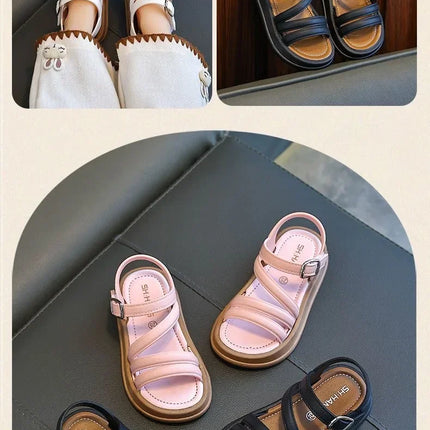 Elegant Summer New Style Korean Version Princess Children's Sandals Elegant Open Toe Stylish Versatile Cute Student Sandals