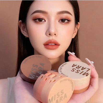 Miss Lara 3-Layer Makeup Palette High-Gloss Blush Pearlescent Matte Finish Multifunctional Valentine's Day Gift for Women