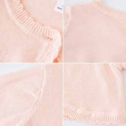 1 to 13 Years Kids Girl Solid Cardigan Round Neck Sweater Cardigans Knitted Toddler Girl Cotton Wedding Party Clothing
