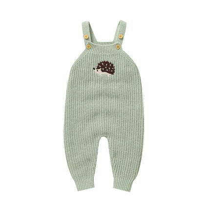 Baby Rompers Knitted Infant Boy Sling Jumpsuit Cute Embroidered Hedgehog Newborn Kid Clothing 0-18M Sleeveless Overalls Playsuit