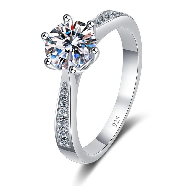 D VVS1 Moissanite 0.5-2ct 925 Sterling Silver Ring for Women Man Jewelry Shining Classic Imitation Diamond Wedding Ring Gifts