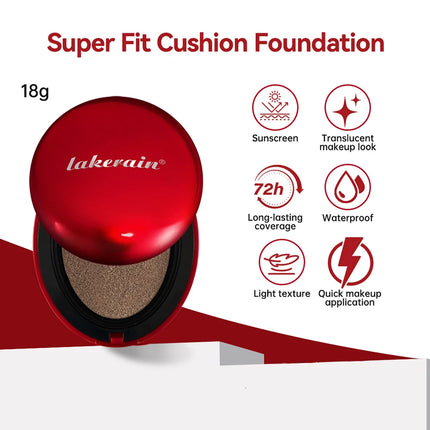 Lakerain Suncreen Cushion Foundation Waterproof Long-lasting Full Coverage Concealer Semi-matte Finish Natural Makeup Cosmetic