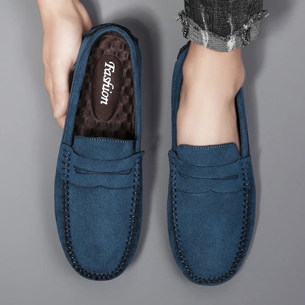 Fashion Suede Men Casual Shoes Breathable Leather Mens Loafers Slip on Male Driving Shoes Luxury Brand Comfortable Boat Shoes