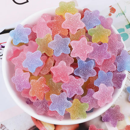 10pcs Slime Charms Soft Candy Resin Star Additives Supplies DIY Kit Filler Decor For Fluffy Clear Cloud Slime Clay 18mm