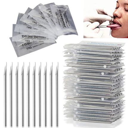 Sterile Disposable Tattoo 12g/14g/16g/18g Piercing Needles Navel Nipple Ear Nose Lip Stainless Steel Piercing Needles Kit Tool