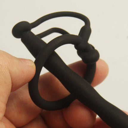 Silicone Glans Ring with Flexible Penis Plug,Hollow Urethra Urethral Catheter Dilator Sounding Rod,Sex Toys for Men