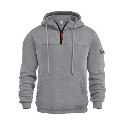 Half Zipper Men's Tactical Hoodies Solid Warm Fleece Military Sweatshirts Multi Pockets Male Hooded Jackets Thick Outdoor Polar