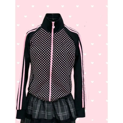 American Vintage Y2k Casual Sweatshirts E-girls Street Wave Point Coat Women Spring Autumn New Loose Long Sleeve Jackets