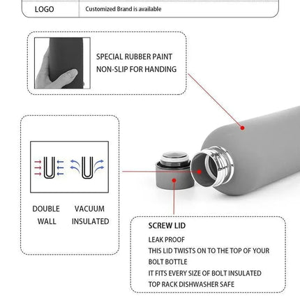 Custom Logo Name Thermos Large Vacuum Flask Stainless Steel Portable Thermos Bottle Outdoor Sports Water Bottle Travel Mug 500ml