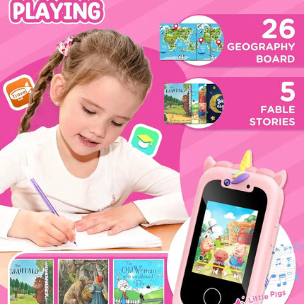 Kids Smart Phone Girls Toy: Christmas Birthday Gifts for Girls Age 3-10 - Working Real Play Cell Phone - Toddler Toy Learning Ph