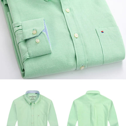 Classic fit cotton Full Casual shirts for men solid color long-sleeve plain shirt single pocket top soft slim fit formal clothes