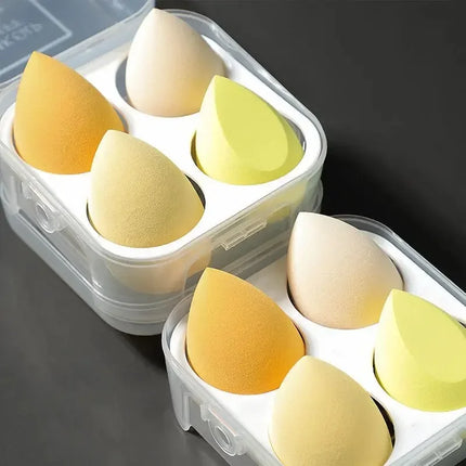 4PCS Ombre Makeup Sponge Set - Latex-Free for Foundation/Concealer, Gradient Color Mixing Egg Sponges Travel Size