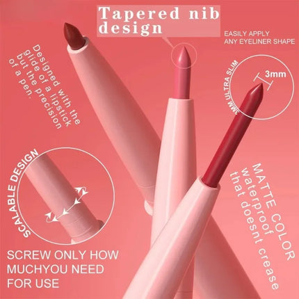 Long-Lasting Matte Tapered Nib Lip Liner Pencil Creamy Plumping Waterproof Natural Nude Brown Slim Lip Stain Makeup