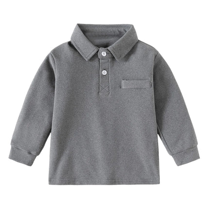 2-6 Y Spring Children Long Sleeve POLO Shirt School Uniform Turn-Down Collar Shirt Tops for Toddler Baby Boys Kids Clothes
