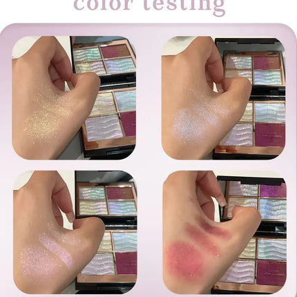 Herorange Color Block Dream Shadow Palette Four-Color Glitter Chameleon Effect Pearlescent Sparkling Easy to Apply Long-Lasting Non-Fading Mashed Potato Texture Four-Color Eyeshadow Palette Cosmetics Christmas Gift