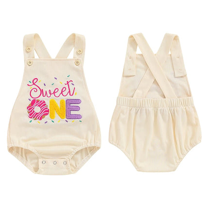 Newborn Baby Overalls Romper 1st Birthday Party Clothes Summer Adorable Sleeveless Square Neck Straps Tank Romper for Girl Boy