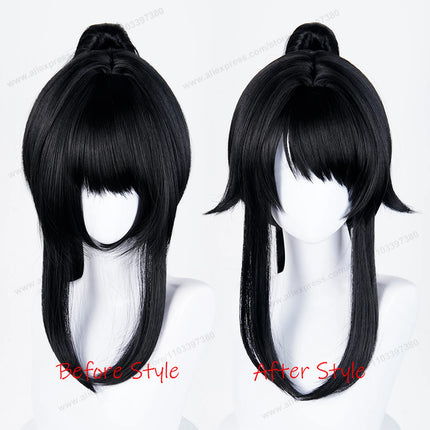 Ayano Aishi  Cosplay Synthetic Wig Woman Hair 53cm Black Ponytail Anime Heat Resistant Wigs