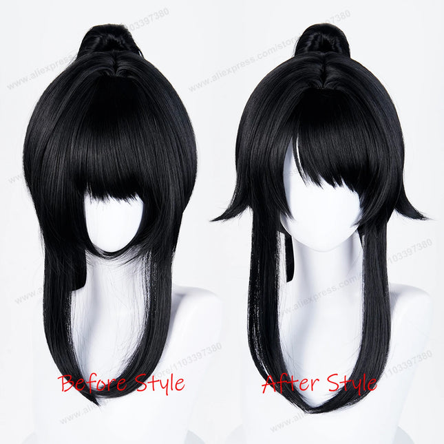 Ayano Aishi  Cosplay Synthetic Wig Woman Hair 53cm Black Ponytail Anime Heat Resistant Wigs
