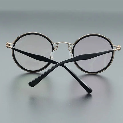 Top Quality Retro Round Glasses Frame Japanese Handmade Titanium Ultralight Men Eyeglasses Women Eyewear Acetate Korean Fashion