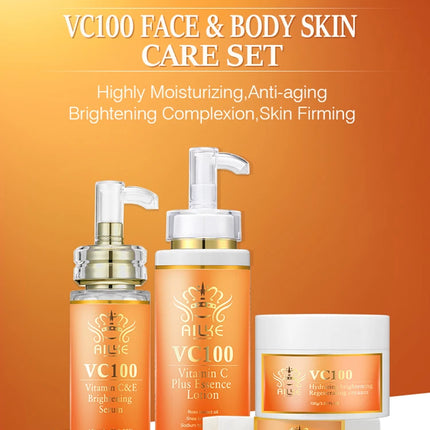 AILKE Vitamin C Whitening Kit For Women, Even Skin Tone, Clean Skin, Moisturizing, Anti Wrinkles, Skin Glowing Beauty Set