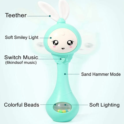 Music and Shine Rattle Toys Rabbit Intelligent Baby Rattles Smart Bunny Smarty Media Smart Shake Newborn Early Educational Toy