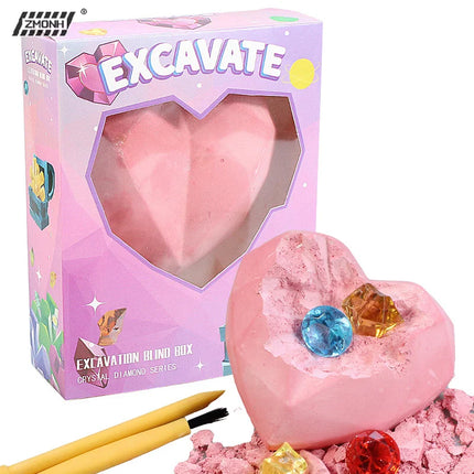 [H]Archaeological Excavation  Kit Love Heart Handmade Excavation Treasure  Toy Kids Science Kit Mining Kit