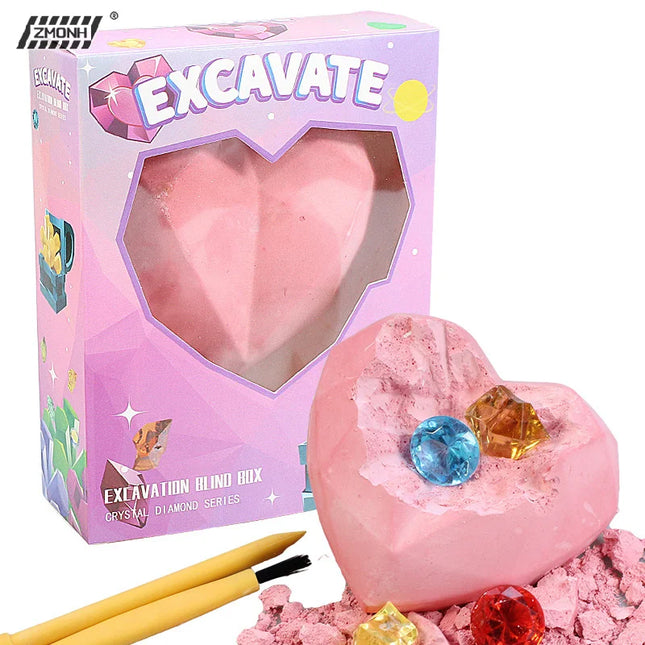 [H]Archaeological Excavation  Kit Love Heart Handmade Excavation Treasure  Toy Kids Science Kit Mining Kit