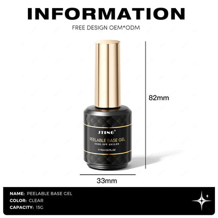 JTING 1pc 15ml New Arrive Peelable Base Coat Gel Nail Polish High Quality Long Lasting Peel off Base Gel Polish