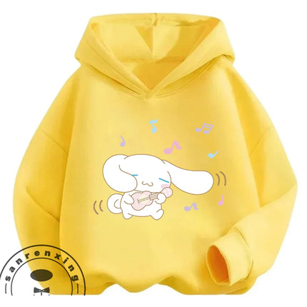 Street Fashion Cinnamoroll Hooded Sweatshirt Boys Girls 3-14Y Autumn Winter Cute Kawaii Cartoon Hot Outdoor Casual Lovely